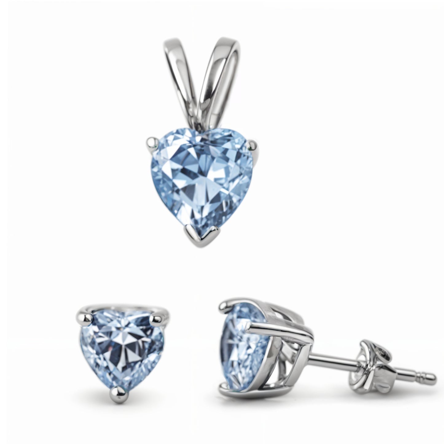 Women's Fashion 925 Sterling Silver Heart Pendant & Earrings Set