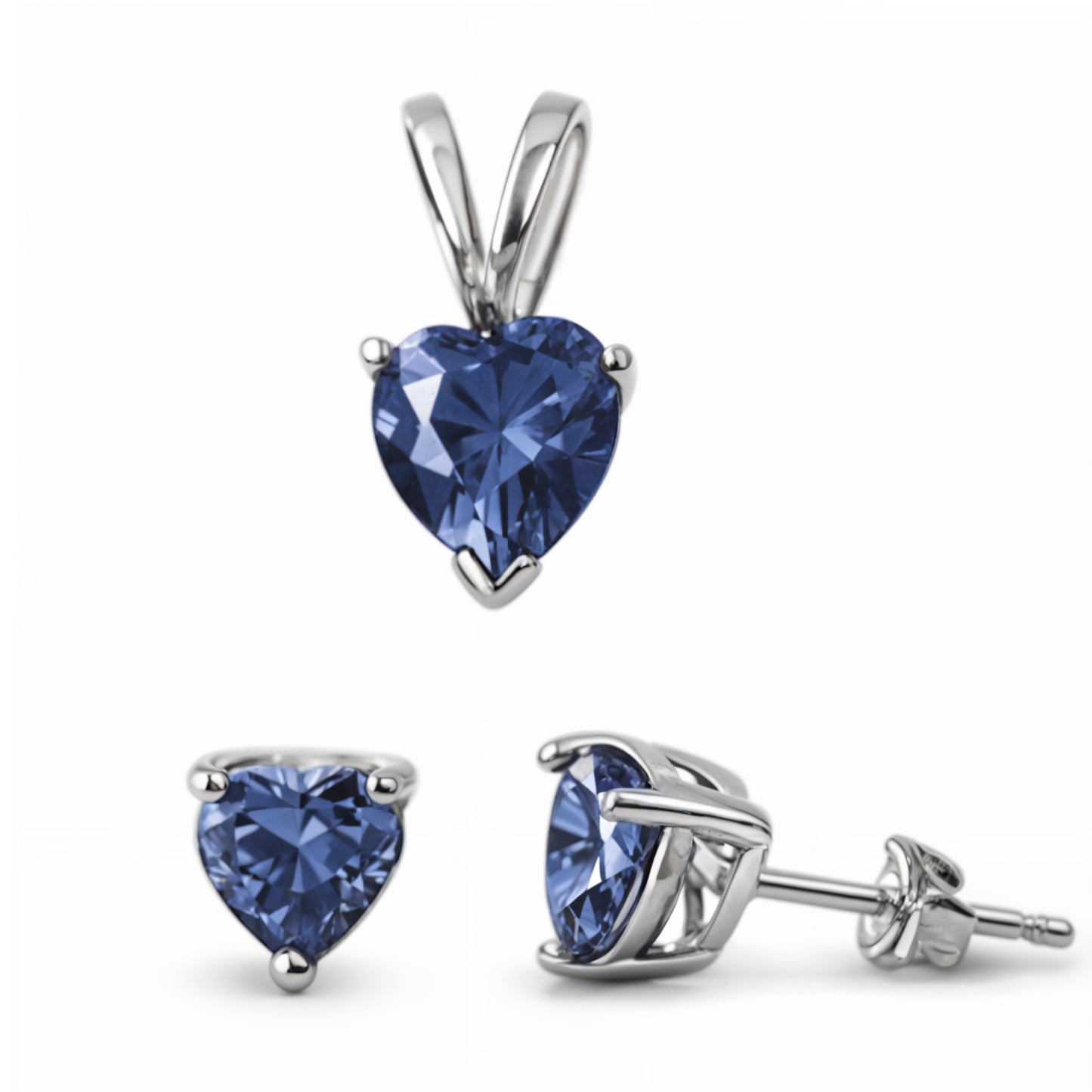Women's Fashion 925 Sterling Silver Heart Pendant & Earrings Set