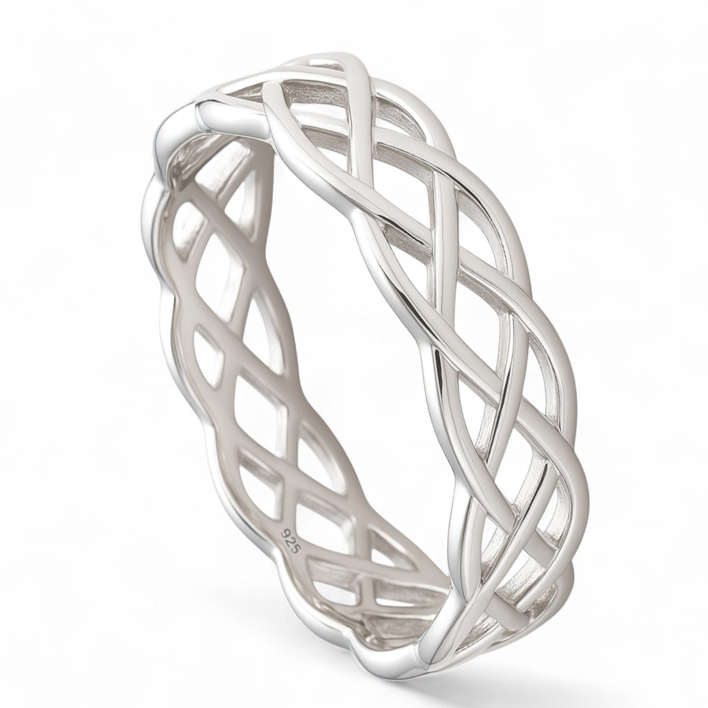 Fashion Women's 925 Sterling Silver Celtic Knot Band Ring