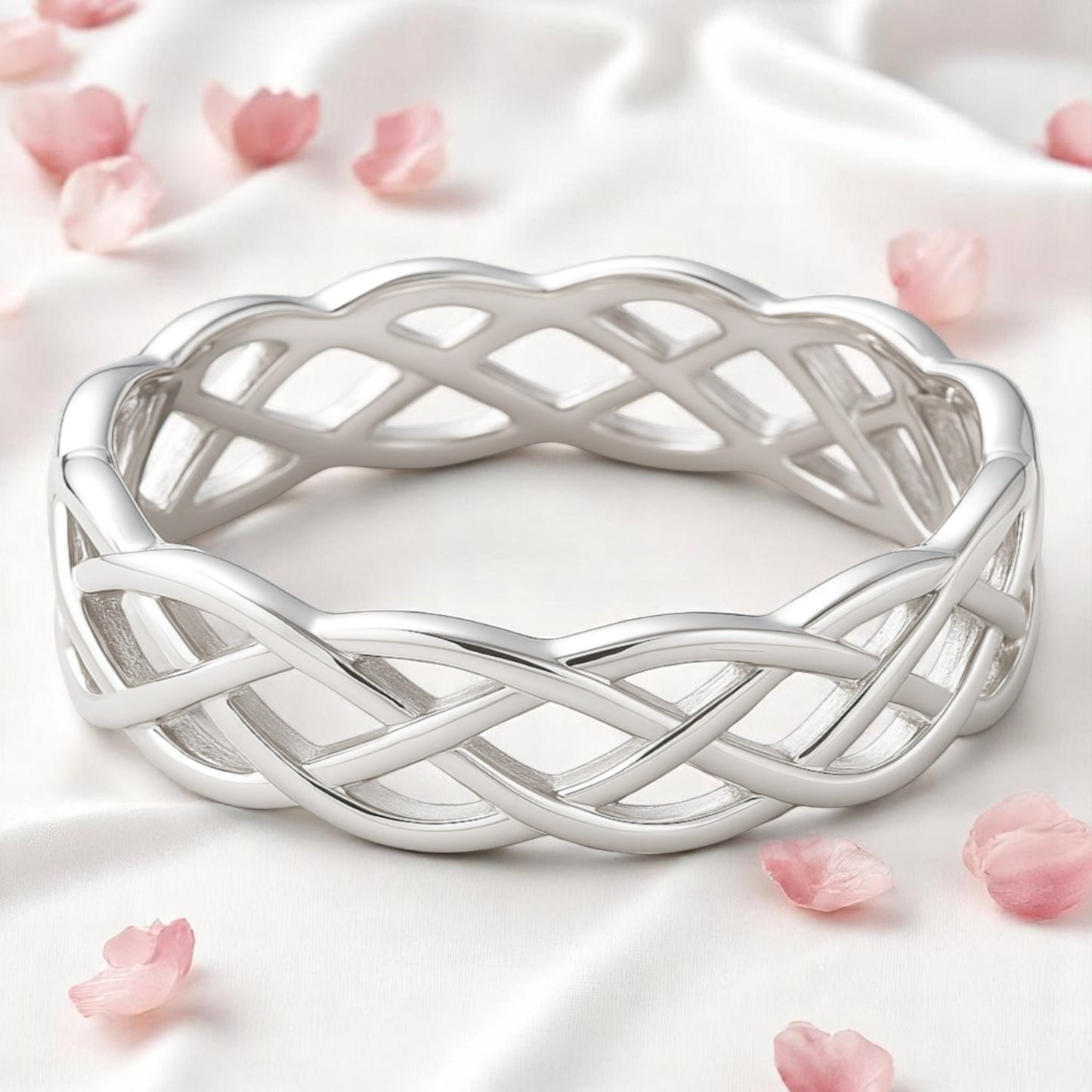 Fashion Women's 925 Sterling Silver Celtic Knot Band Ring