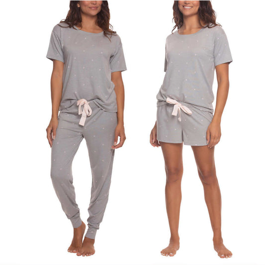 Felina Women's 3-Piece Soft Jersey T-Shirt, Shorts and Pants PJ Lounge Set