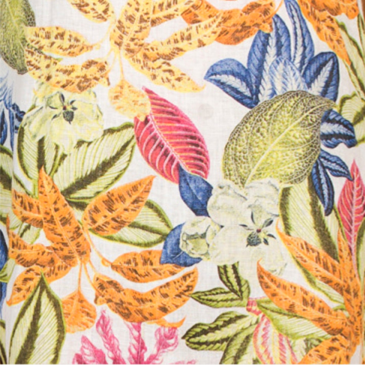 Francesca Bettini Women's Cowl Neck Tropical Print Linen Maxi Dress