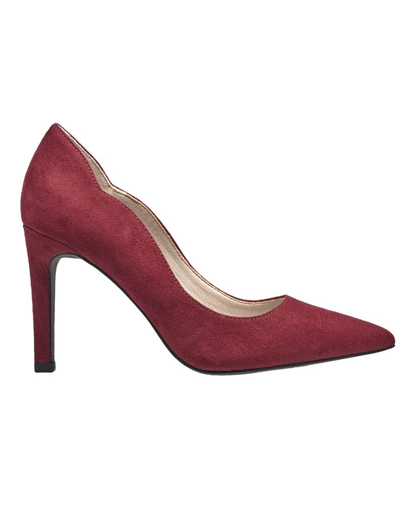 French Connection Women's Pointy Toe Faux Suede Scalloped Pump Heels