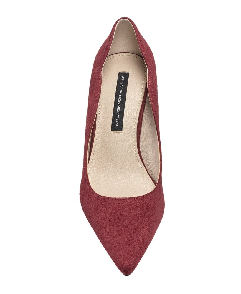 French Connection Women's Pointy Toe Faux Suede Scalloped Pump Heels