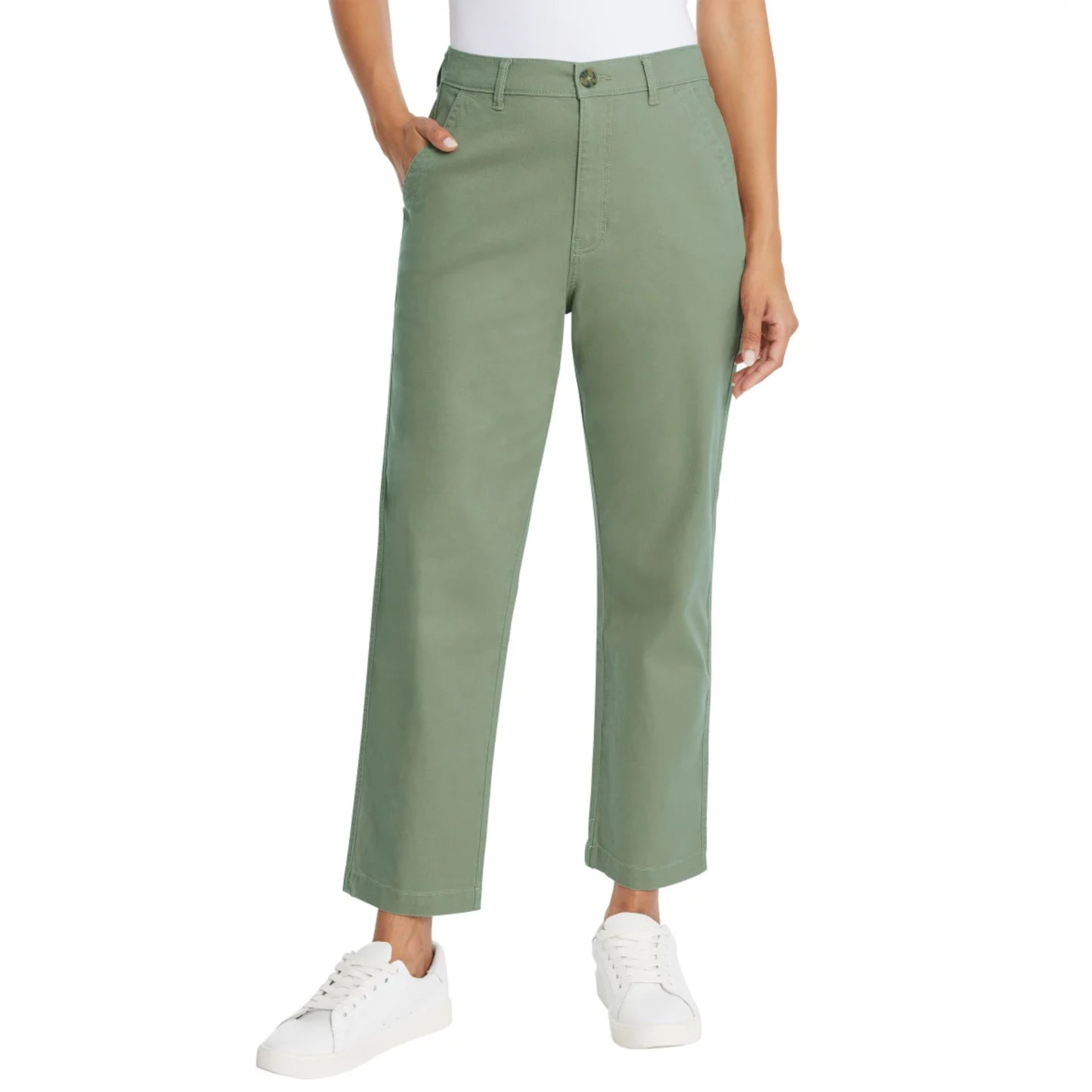 G.H. Bass & Co. Women's Straight Leg Cotton Ankle Chino Pants