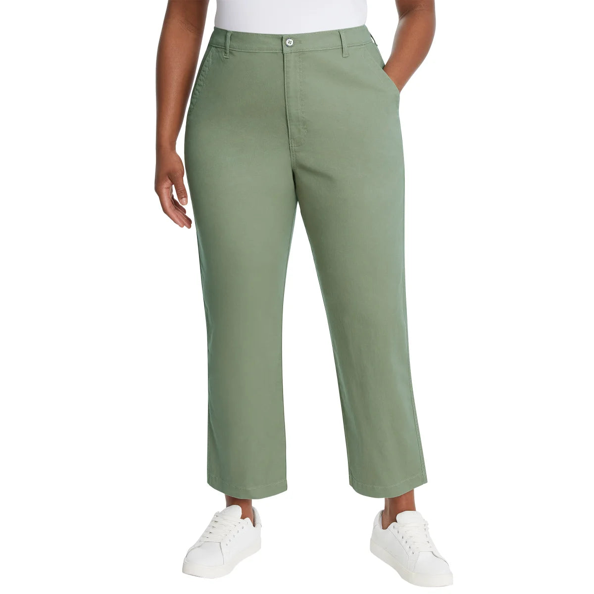 G.H. Bass & Co. Women's Straight Leg Cotton Ankle Chino Pants