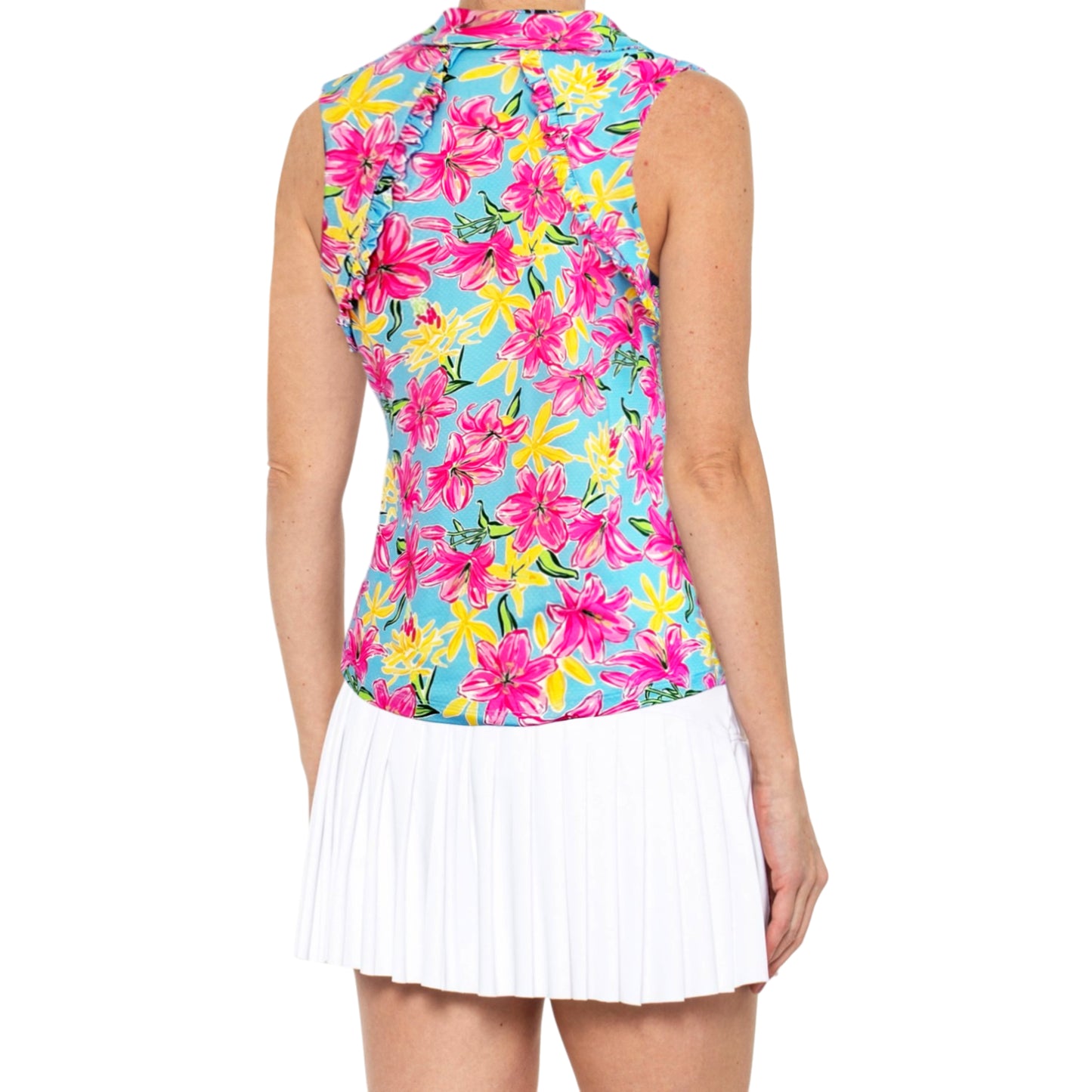 Gottex Women's Moisture wicking UPF 50 Ruffle Golf Tennis Tank Top