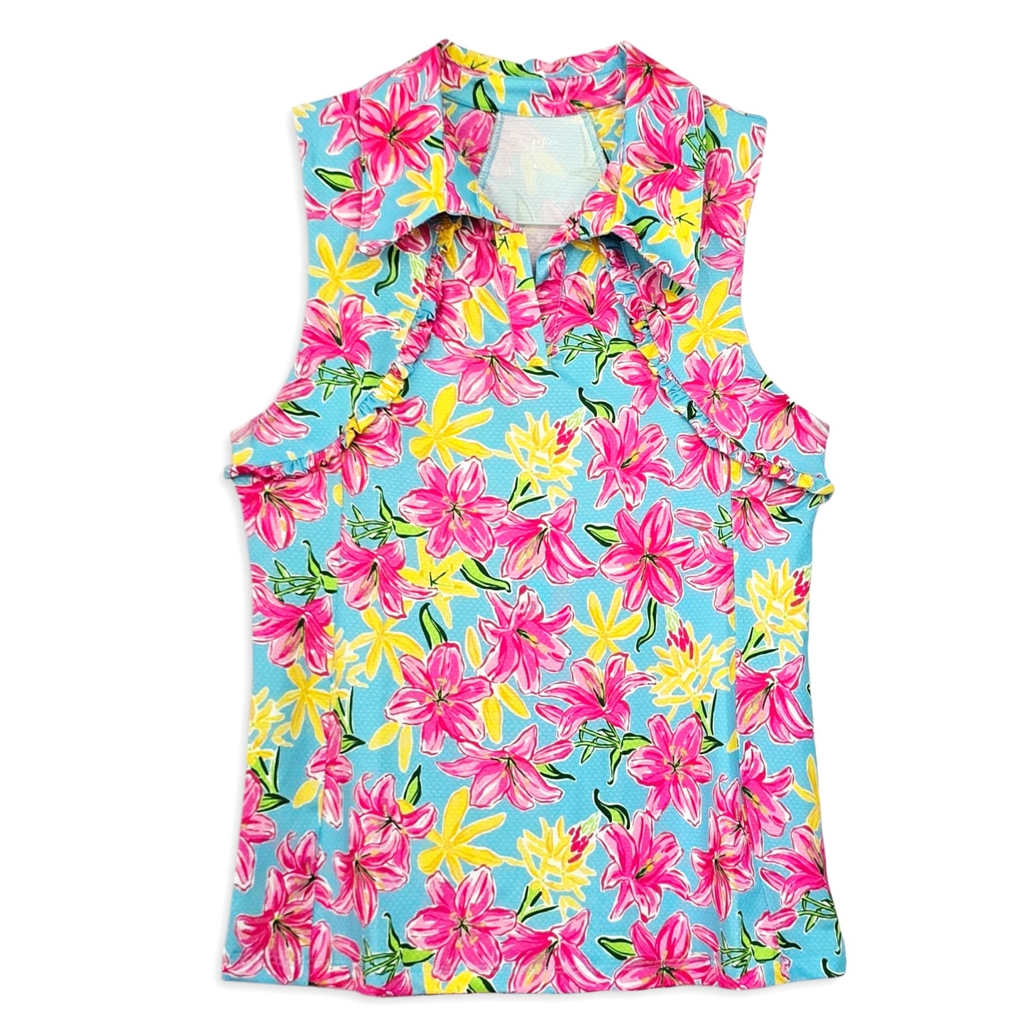 Gottex Women's Moisture wicking UPF 50 Ruffle Golf Tennis Tank Top