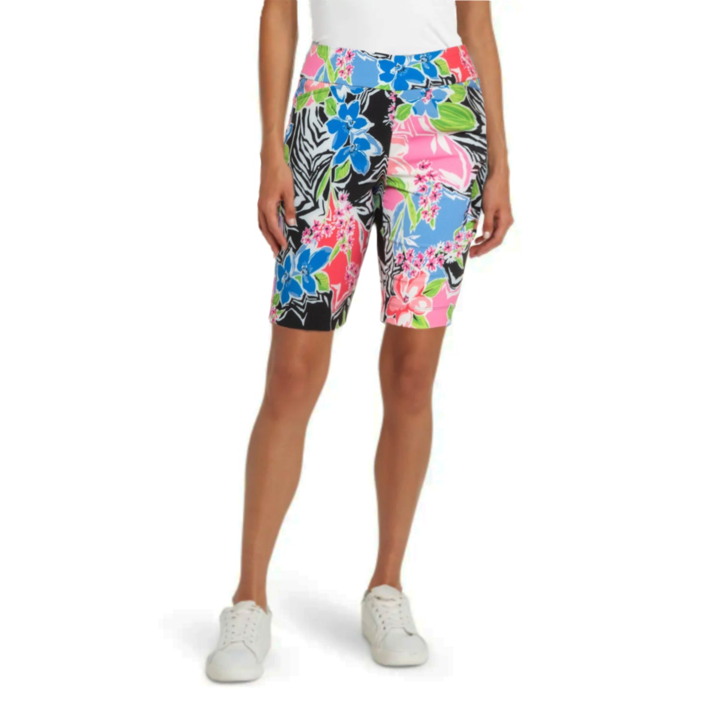IBKUL Women's Amelia Tummy Control High Rise Floral Printed UPF 50+ Shorts