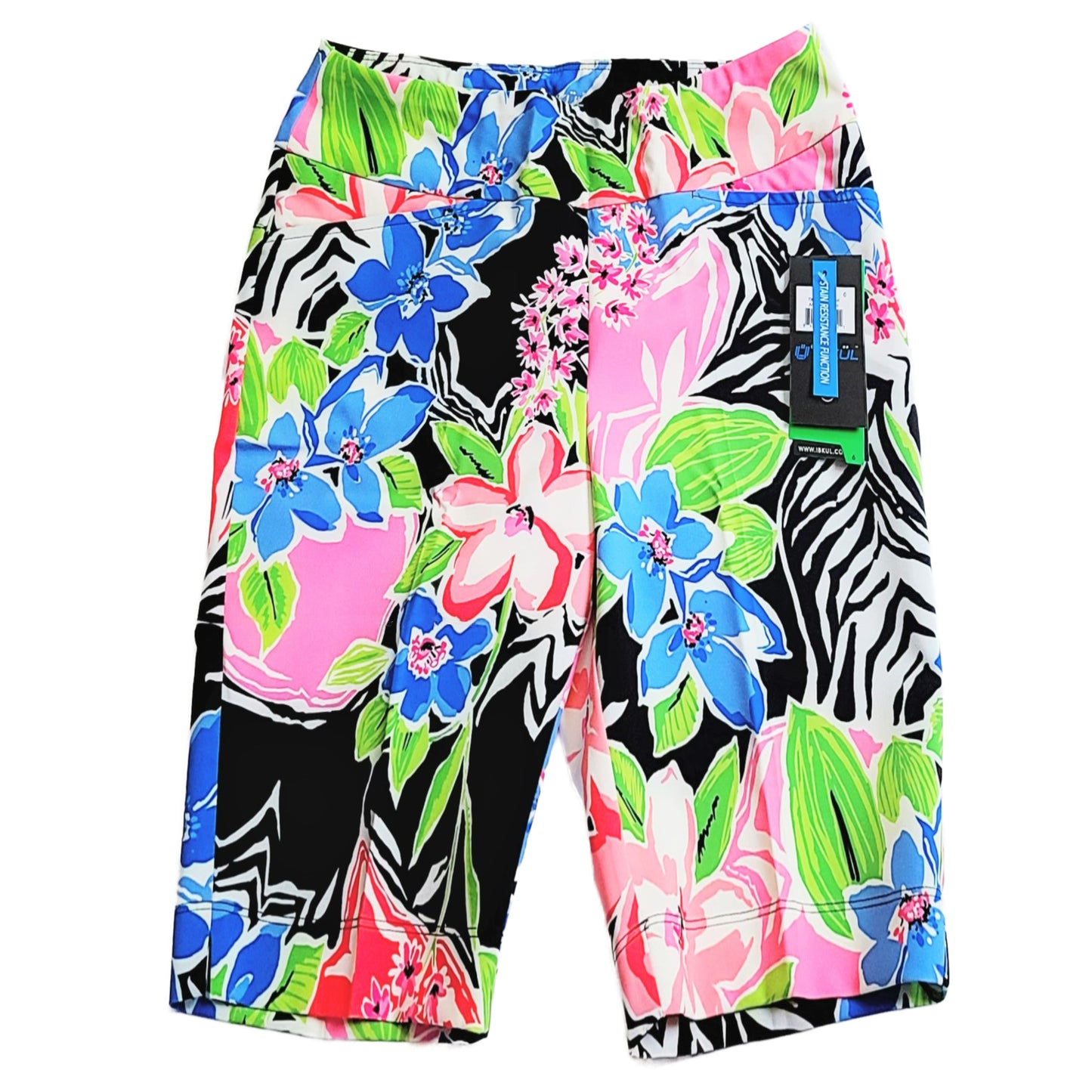 IBKUL Women's Amelia Tummy Control High Rise Floral Printed UPF 50+ Shorts
