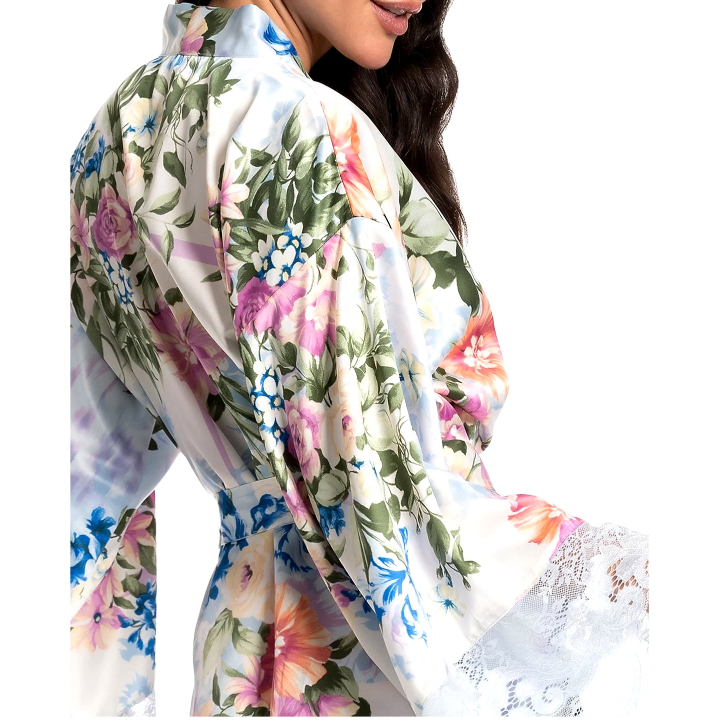 In Bloom Women's Floral Print Lightweight Waist Tie Robe