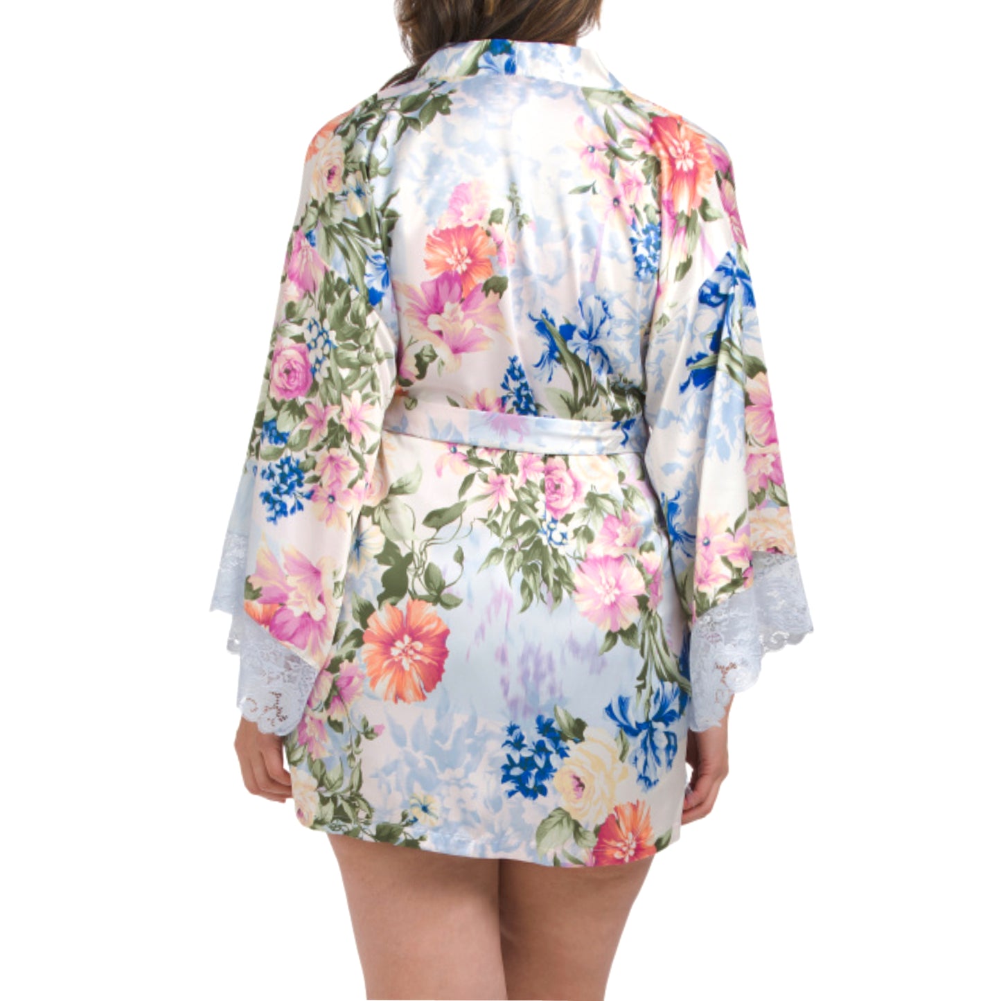 In Bloom Women's Floral Print Lightweight Waist Tie Robe