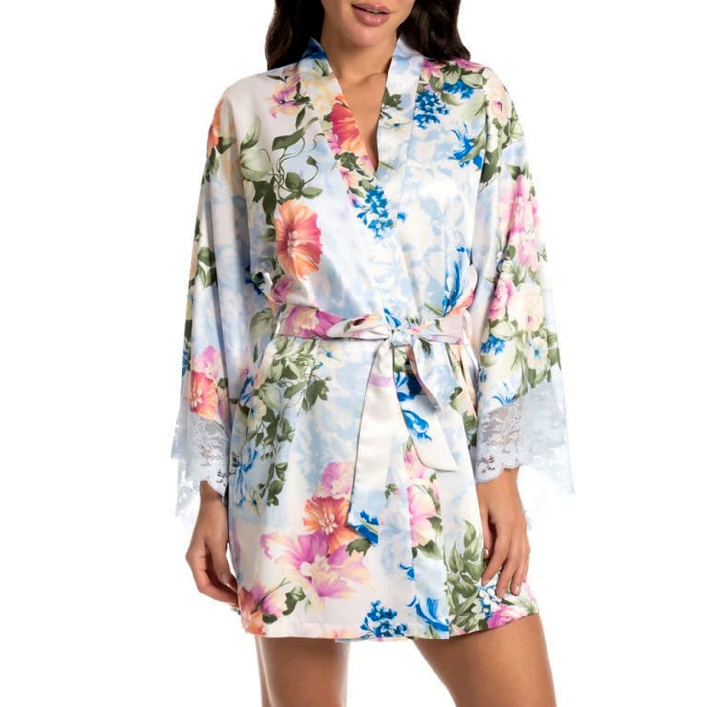 In Bloom Women's Floral Print Lightweight Waist Tie Robe