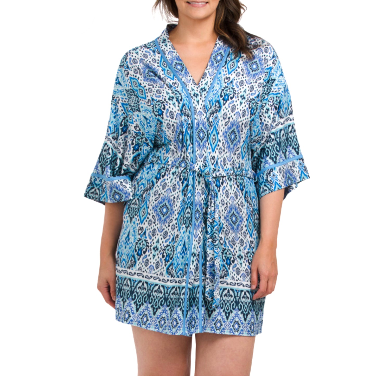 In Bloom Women's Floral Print Lightweight Waist Tie Robe