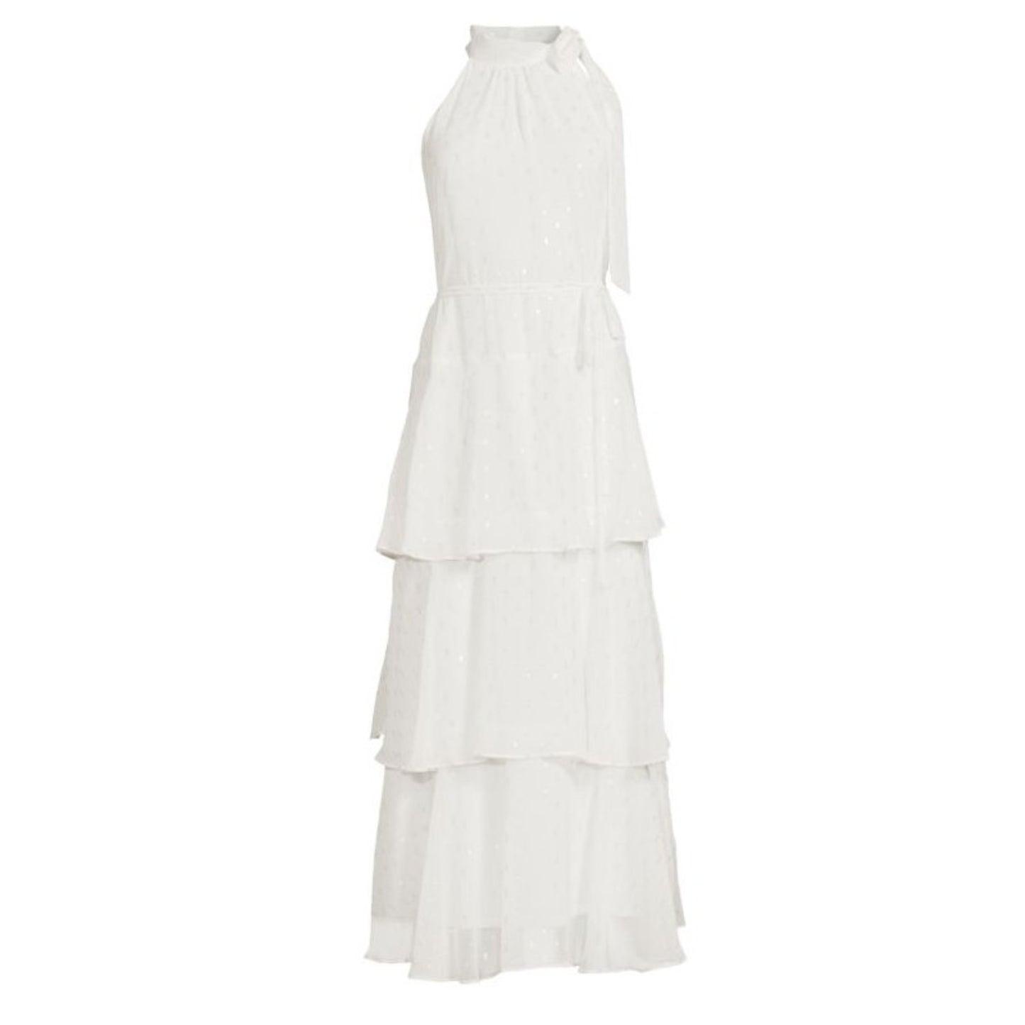 JULIA JORDAN Women's Tie Neck Sleeveless Tiered Maxi Dress