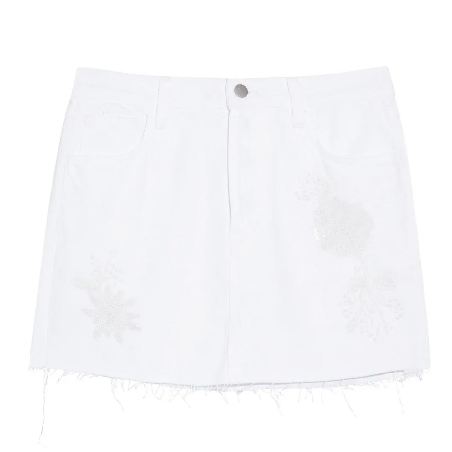 J Brand Women's Bonny Sequin Embellished Frayed Hem Denim Mini Skirt