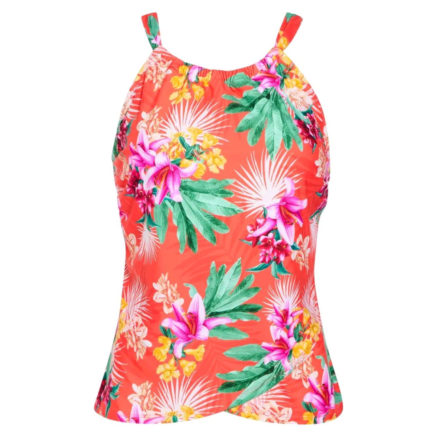 Jantzen Women's Audrey Tropical Floral Print Draped Swim Tankini Top