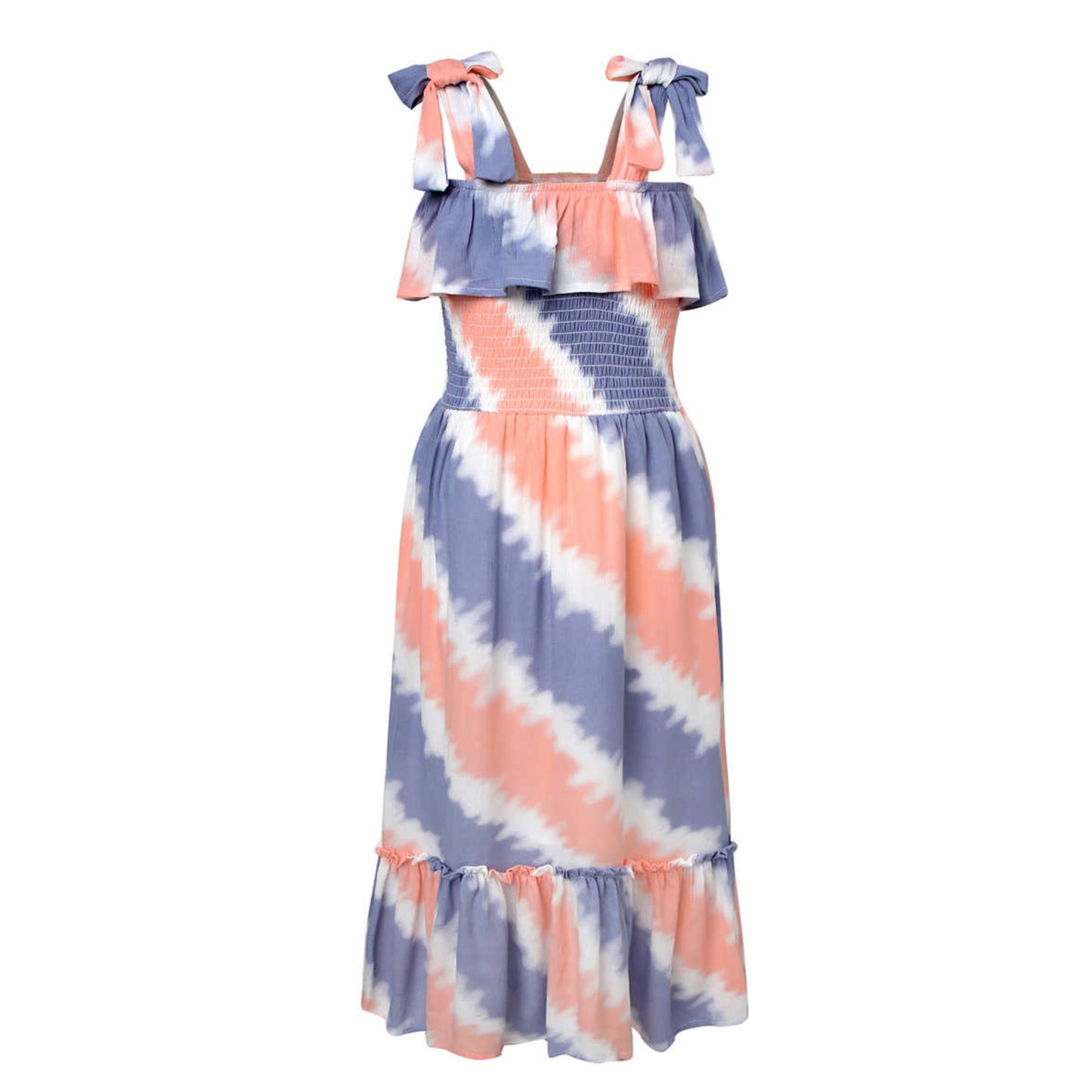 Jessica Simpson Girls Youth Ruched Bodice Ruffle Trim Dress