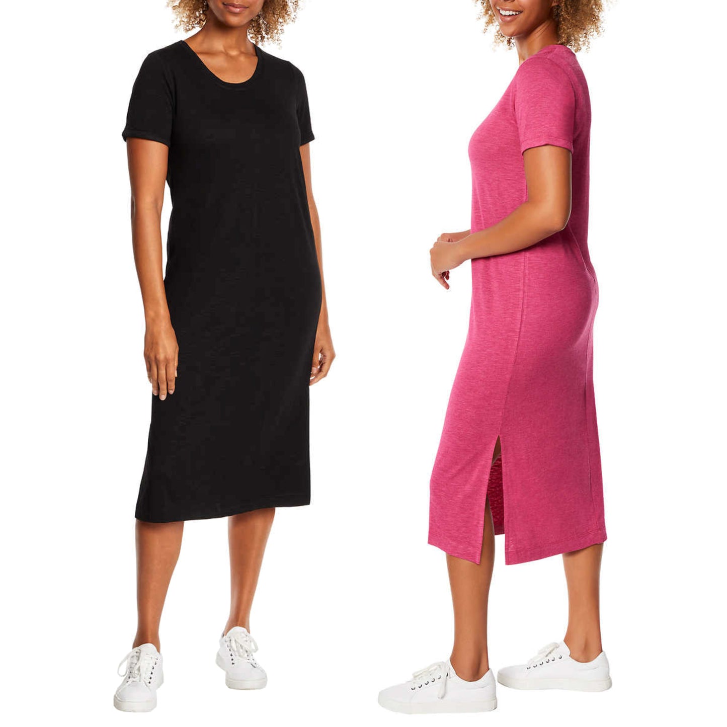 Jessica Simpson Women's Soft Jersey Side Slits T-Shirt Midi Dress