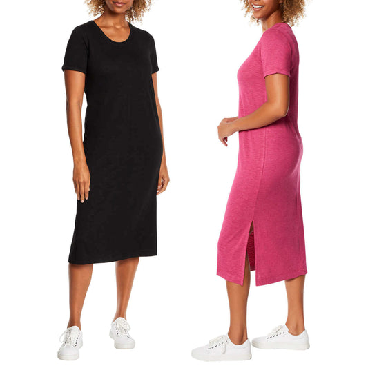 Jessica Simpson Women's Soft Jersey Side Slits T-Shirt Midi Dress