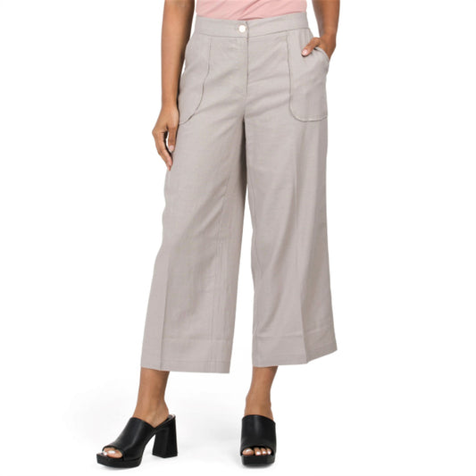 Jones New York Women's High Rise Linen Blend Wide Leg Cropped Pants