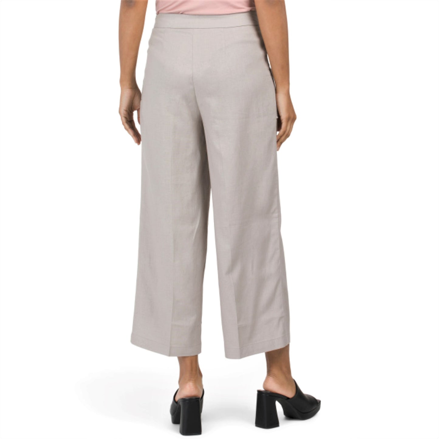 Jones New York Women's High Rise Linen Blend Wide Leg Cropped Pants