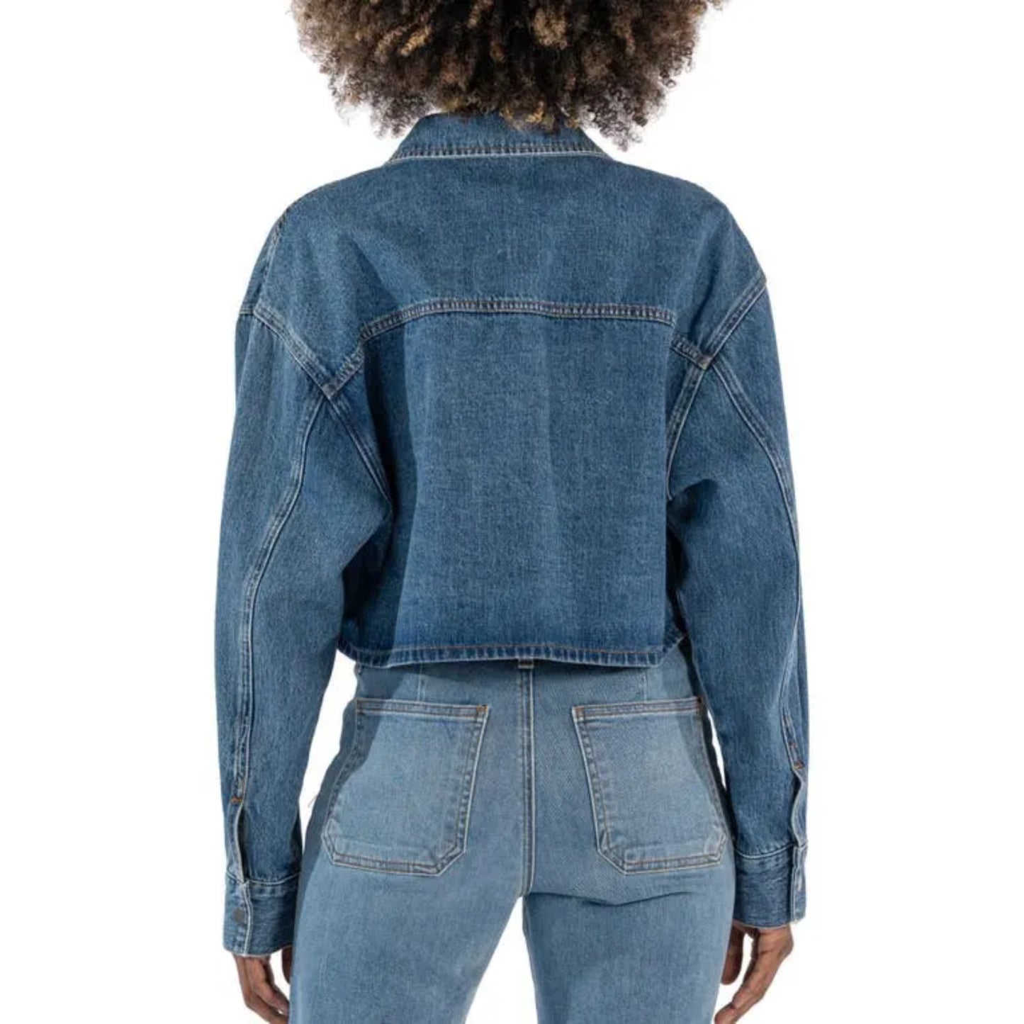 KUT from the Kloth Women's Billie Western Collared Denim Cropped Jacket