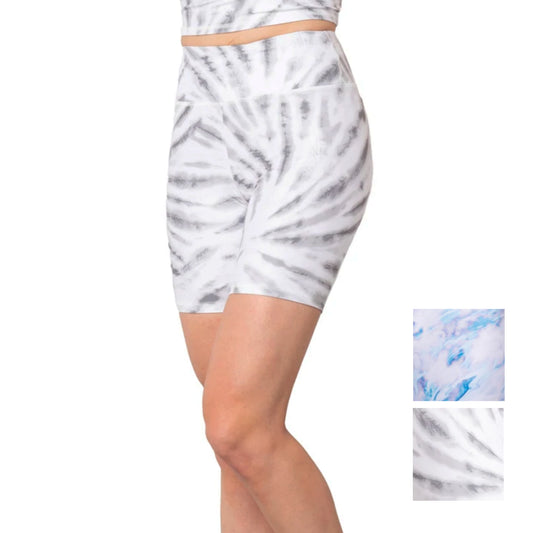 Kyodan Women's High Rise Moisture Wicking Soft Brushed Surface Printed Active Biker Shorts