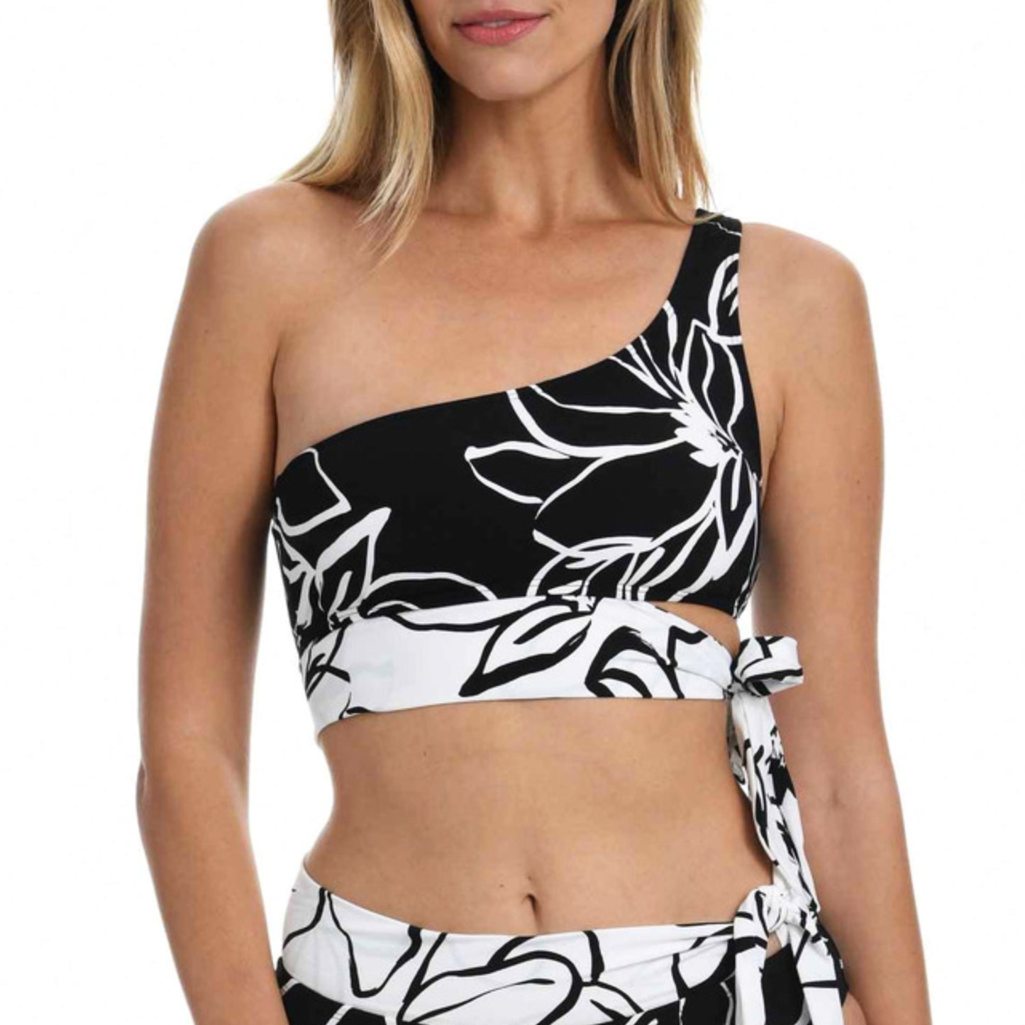 La Blanca Women's Moonlit Floral One Shoulder Sash Swim Top and Bikini Bottom Collection