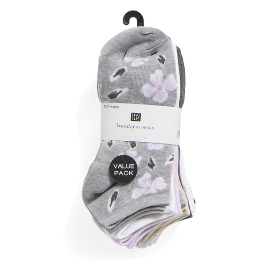 Laundry By Design Women's 10-Pk Assorted Patterned Low Cut No Show Socks