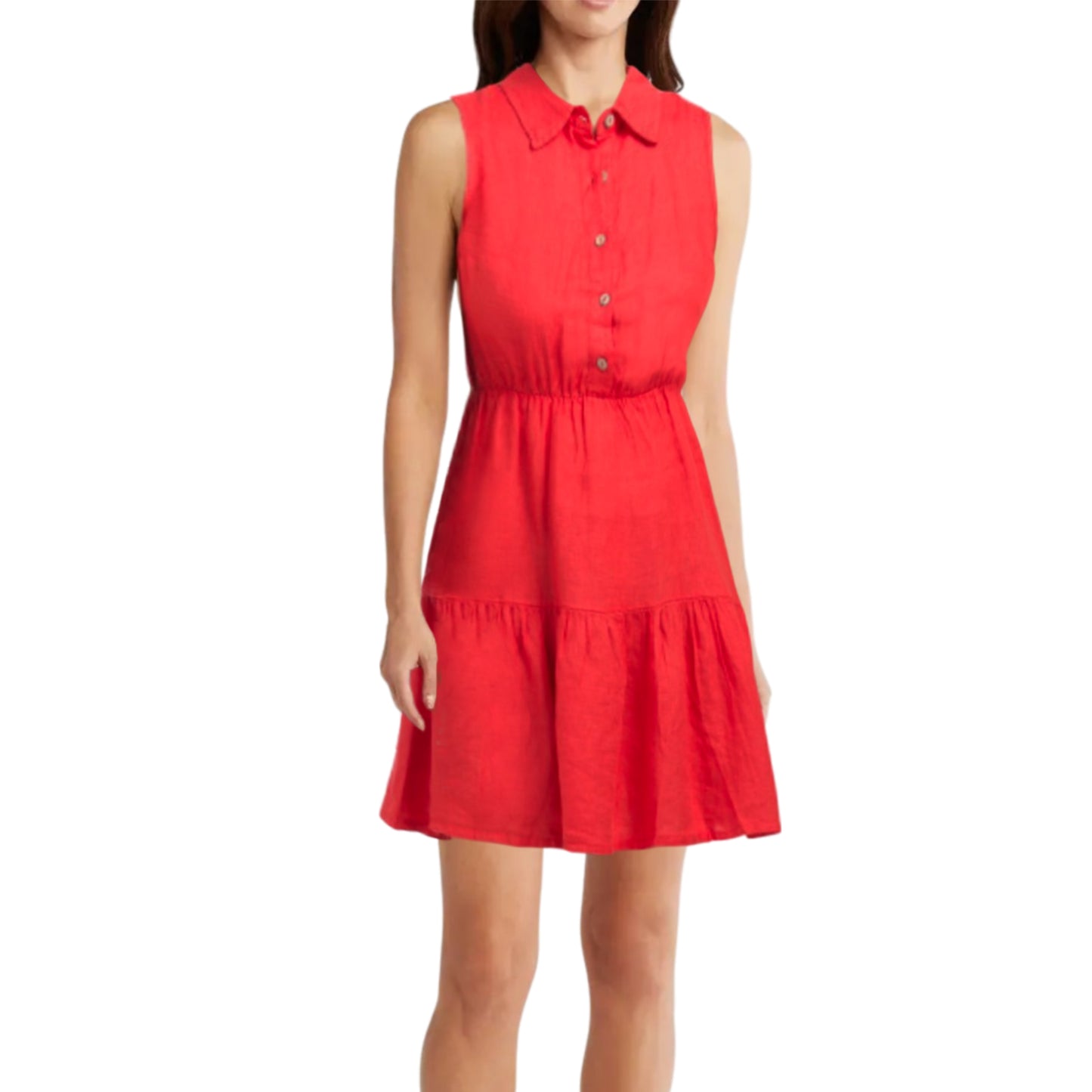 LE RAGAZZE Women's 100% Linen Tiered Made in Italy Mini Dress