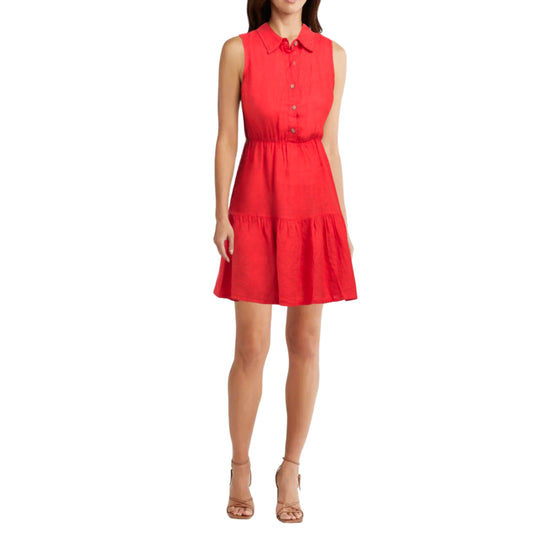 LE RAGAZZE Women's 100% Linen Tiered Made in Italy Mini Dress