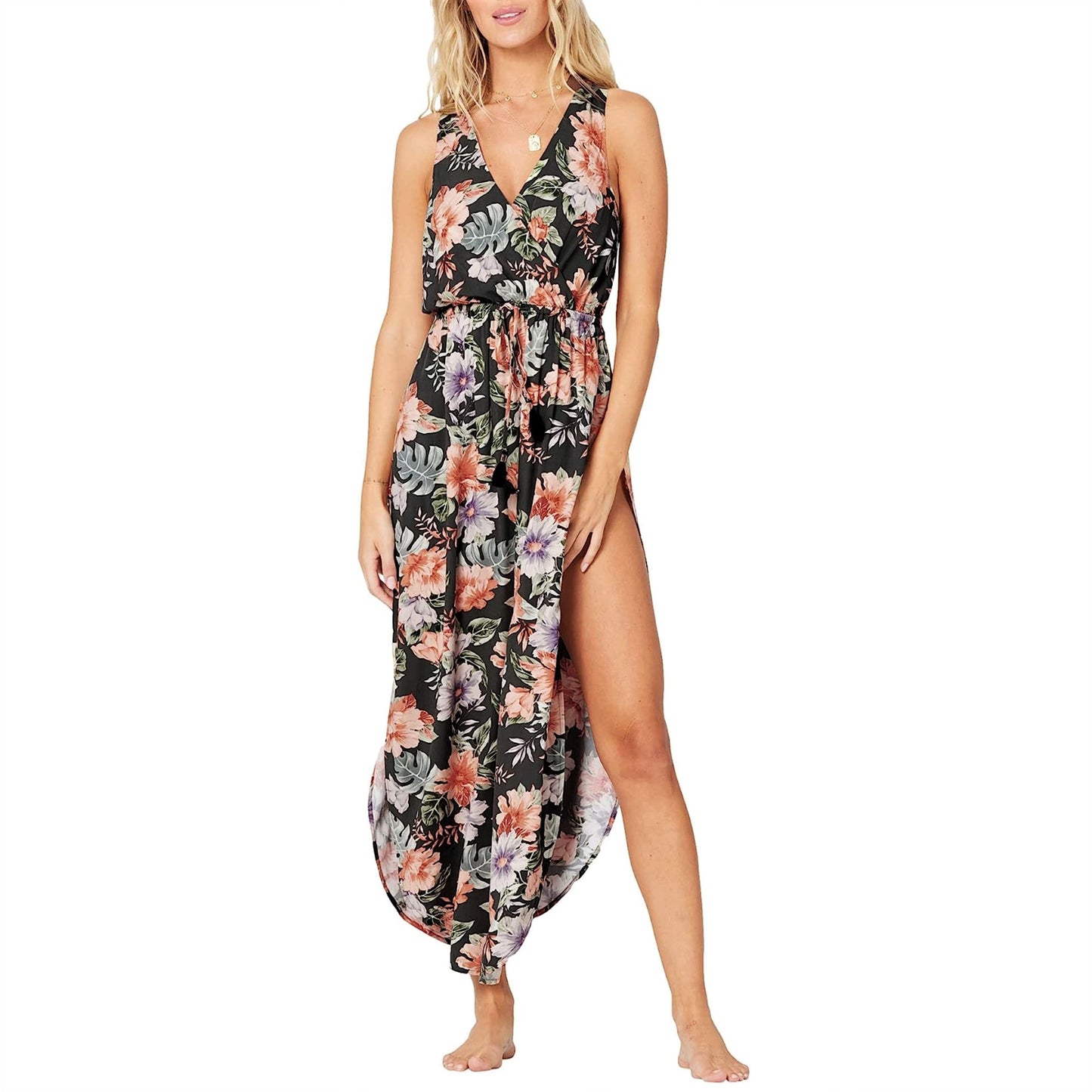 L*Space Kenzie Floral Print Side Slits Beach Swim Dress Cover-Up