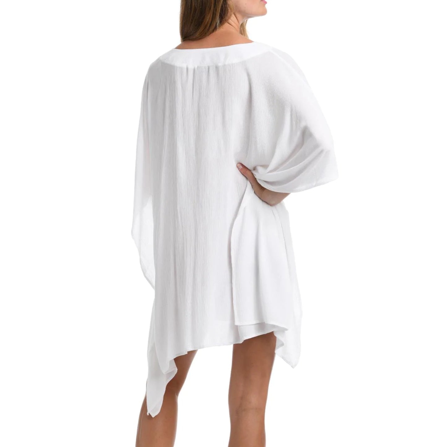 La Blanca Women's Capri Lace Front Beach Caftan Dress Swimwear Cover Up