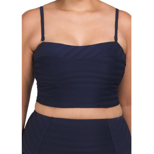 La Blanca Women's Plus Linea Costa Textured Removable Strap Swim Bandeau Top