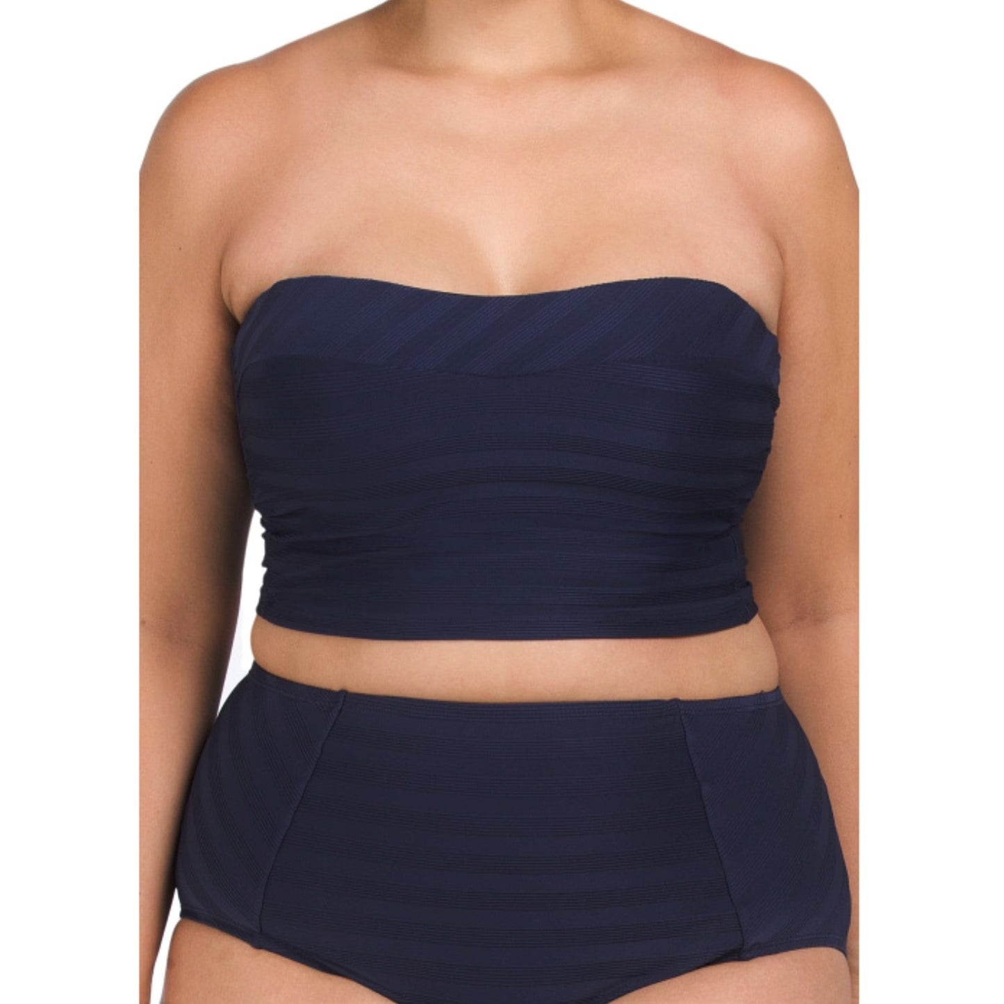 La Blanca Women's Plus Linea Costa Textured Removable Strap Swim Bandeau Top