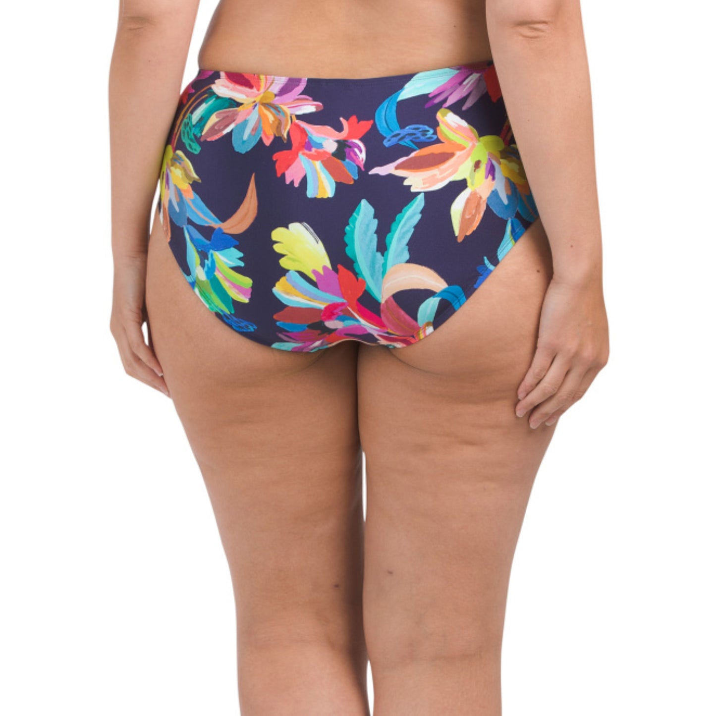 La Blanca Women's Plus Tummy Control Watercolor Floral Print Sash Bikini Bottom