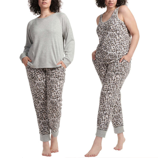 Karen Neuburger Women's 3-Piece Leopard Print Soft Pajama Lounge Set