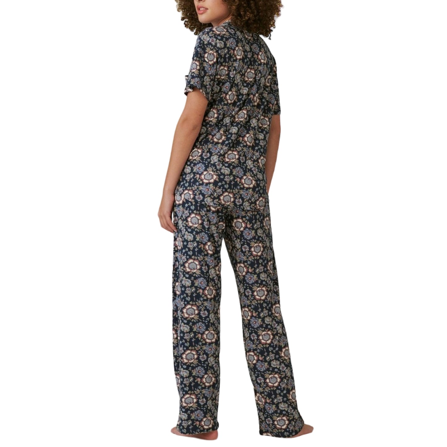 Lucky Brand Women's Floral Print Classic Button Front Sleep Pj Set