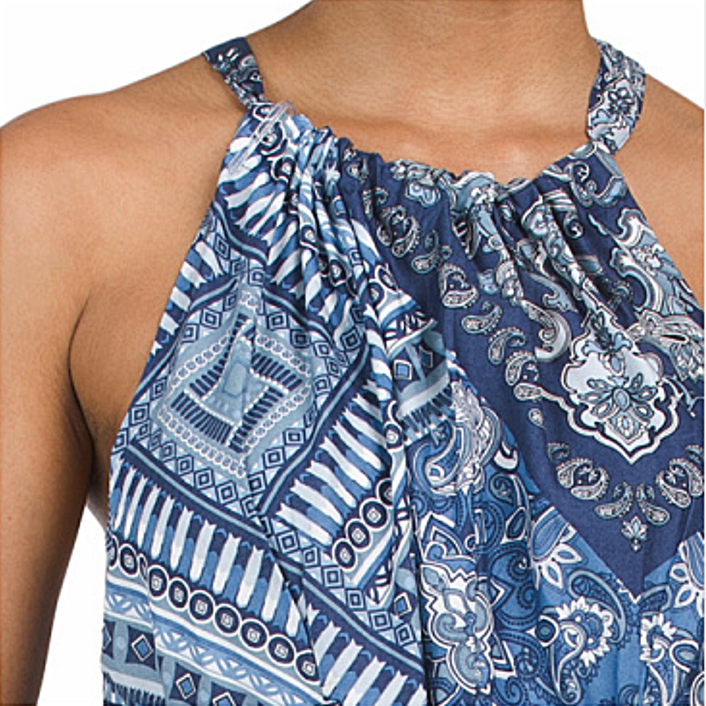 Lucky Brand Women's Halter Neck Flounce Hem Cotton Floral Summer Maxi Dress