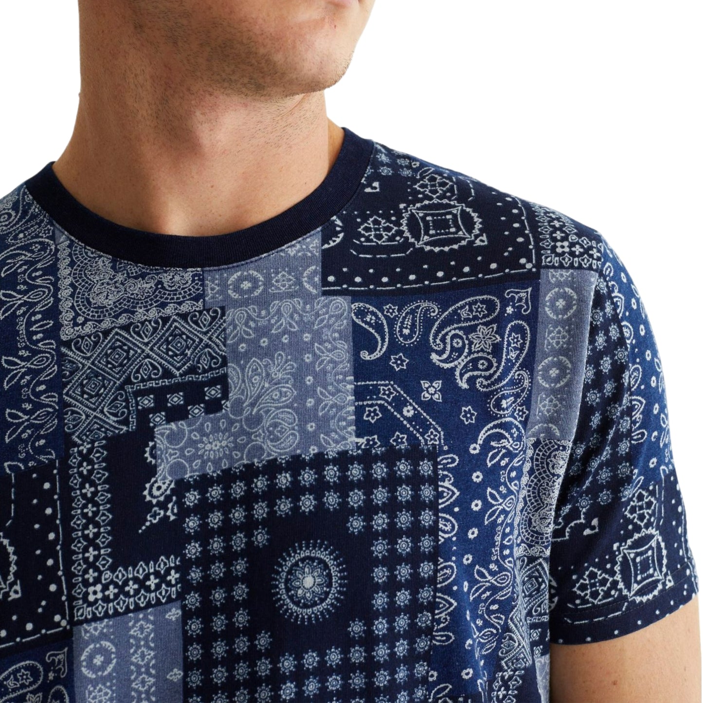 Lucky Brand Men's Soft Cotton Tee Indigo Bandana Print T-Shirt