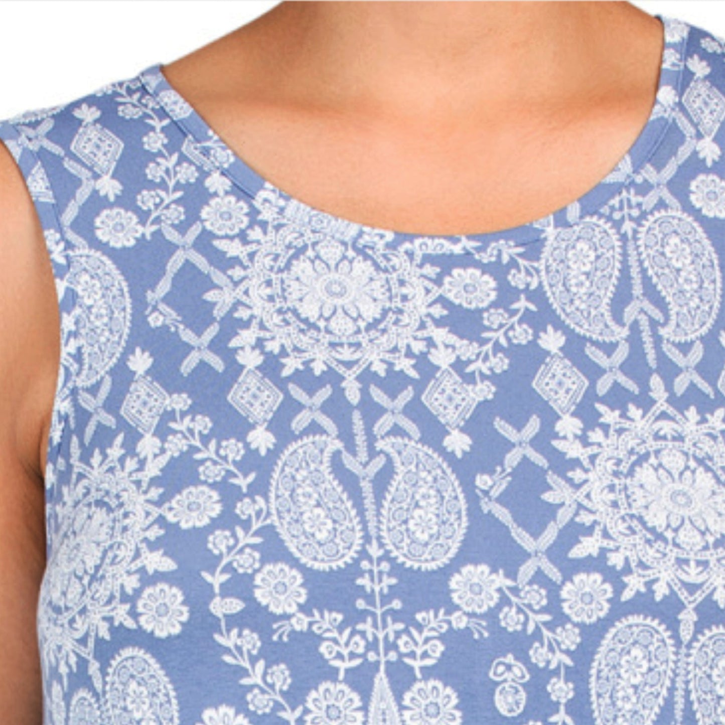 Lucky Brand Women's Plus Paisley Print Sleeveless Swing Mini Dress