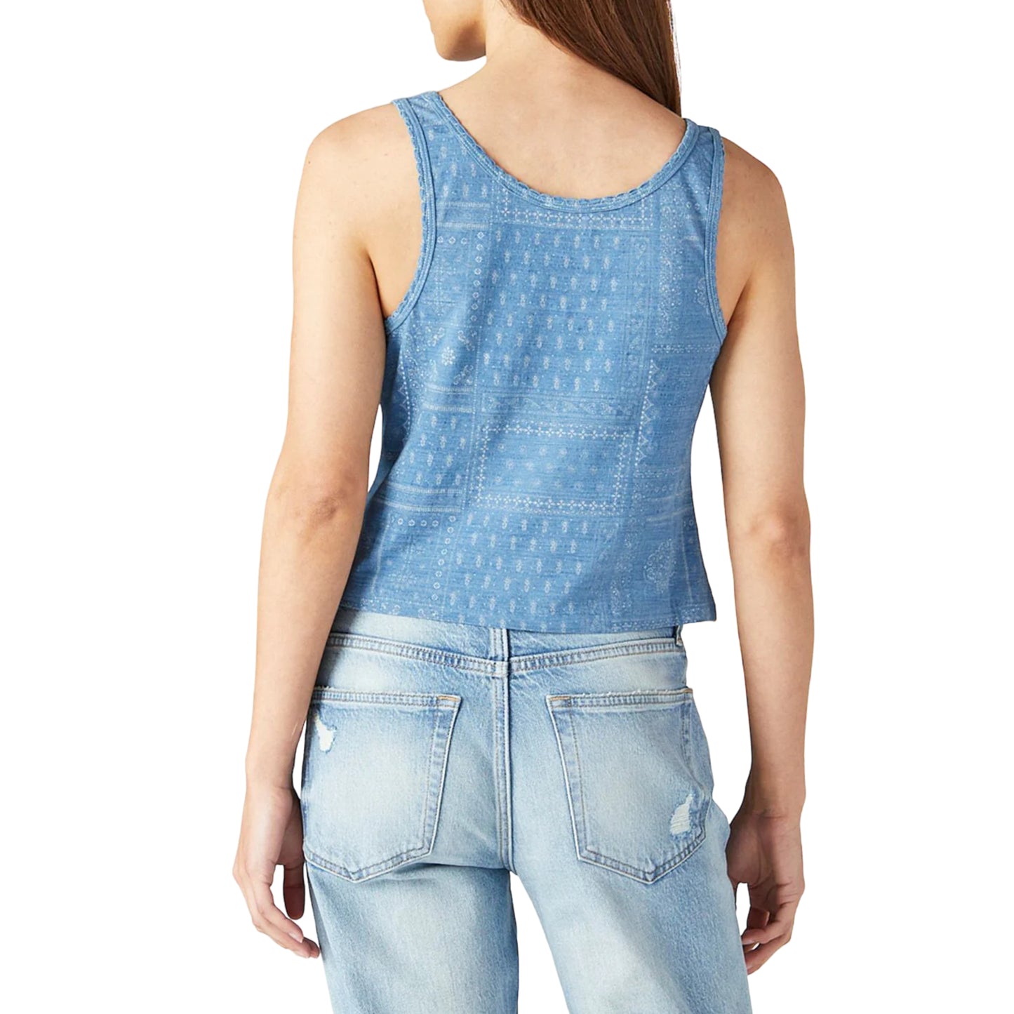 Lucky Brand Women's Patchwork Print Cotton Boy Tank