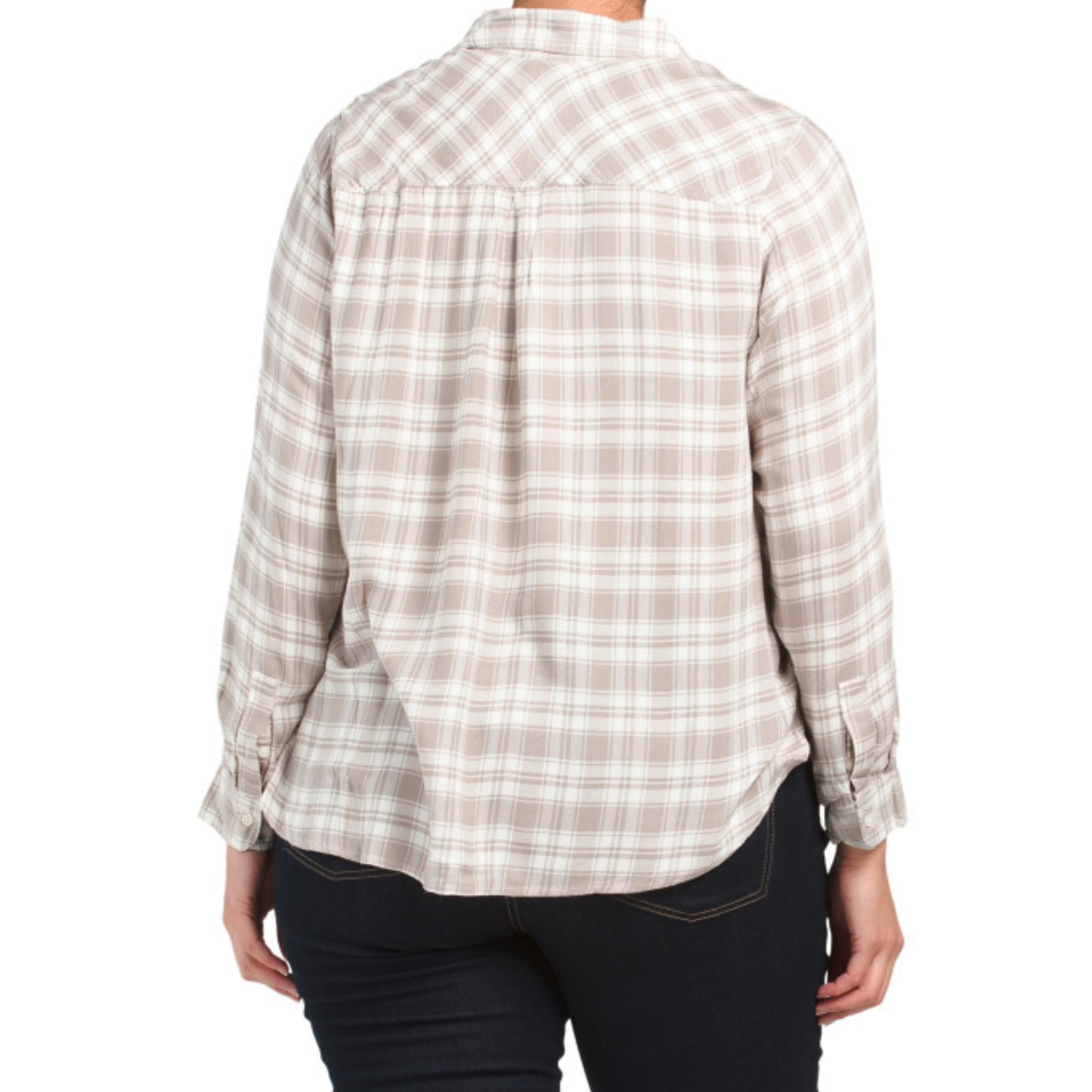 Lucky Brand Women's Plus Classic Collar Plaid Button Down Shirt