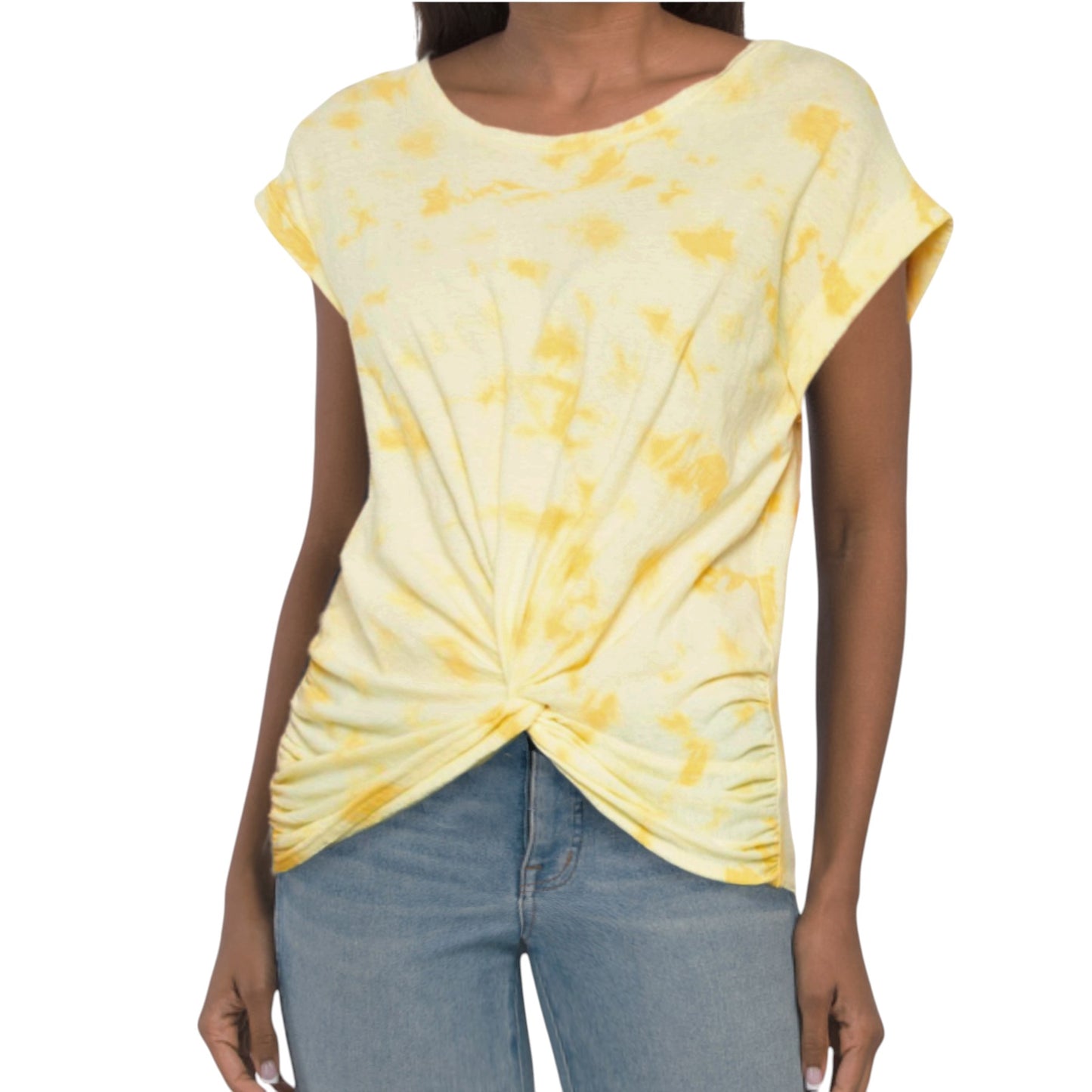 Lucky Brand Women's Cotton Tie-Dye Twist-Front T-Shirt