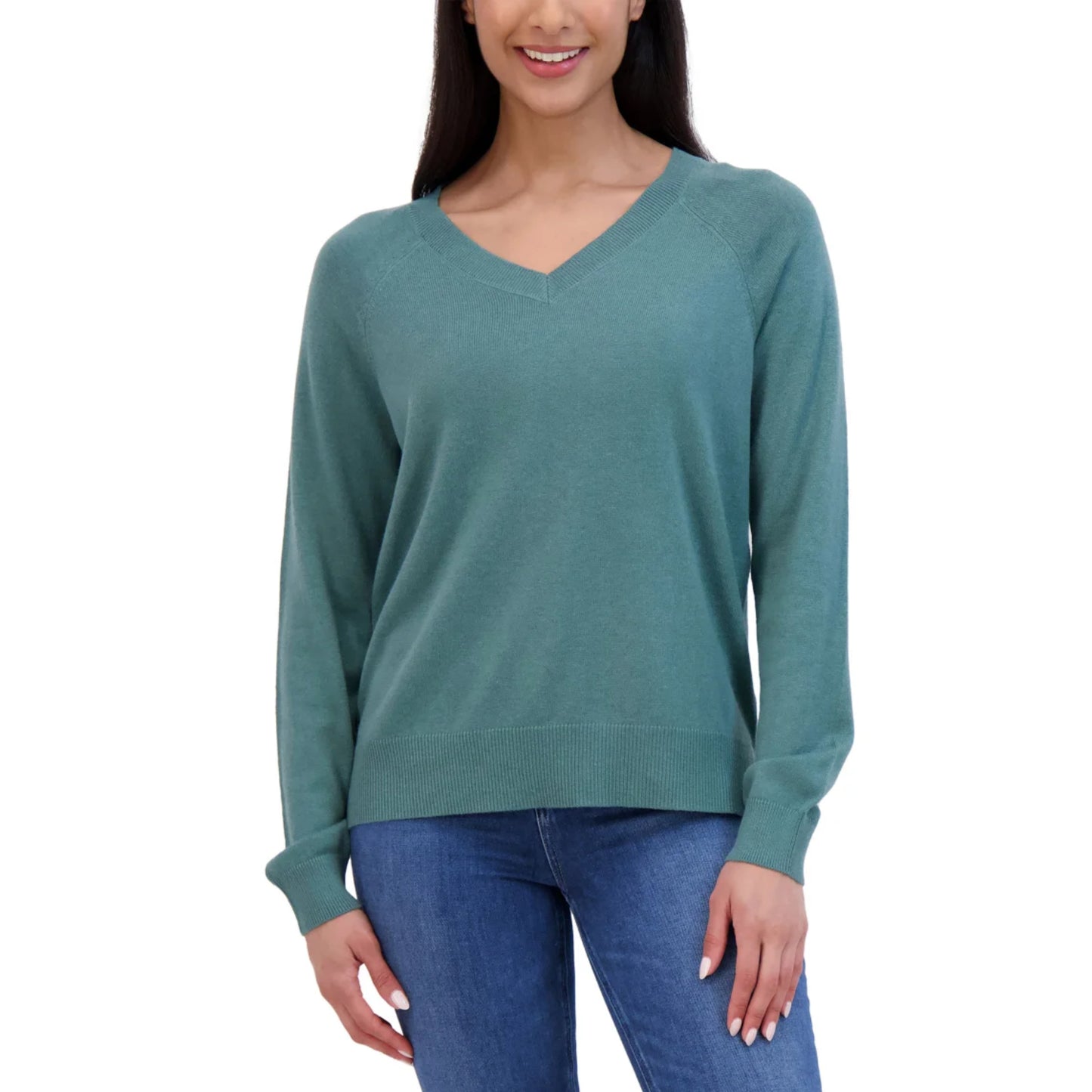 Lucky Brand Women's V-Neck Soft Cotton Blend Knit Sweater