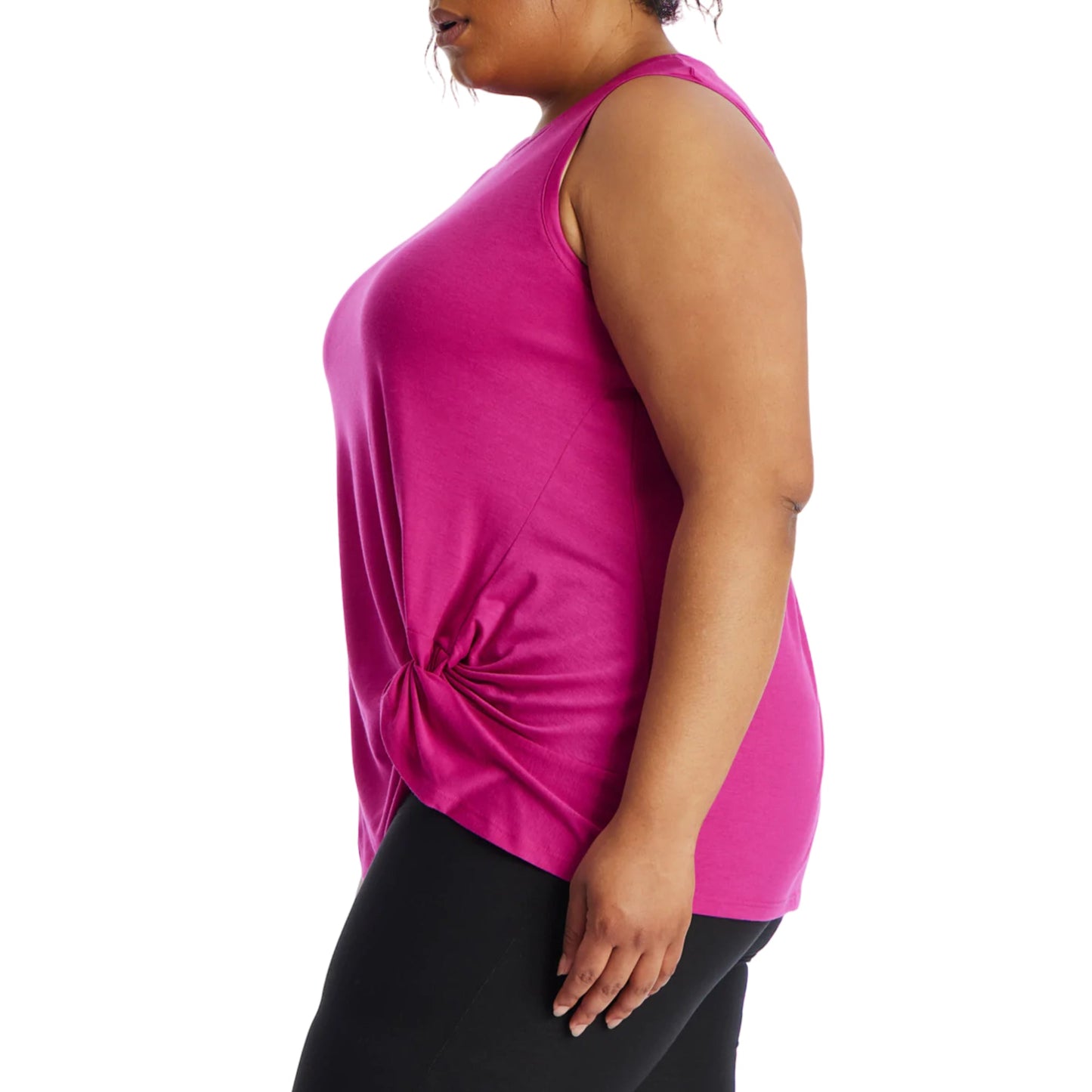 Marc NY Performance by Andrew Marc Women's Plus Asymmetric Twisted Active Tank Top