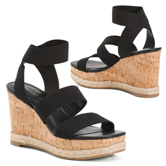 Madden Girl Women's Strappy Cork Wedge Platform Heel Sandals