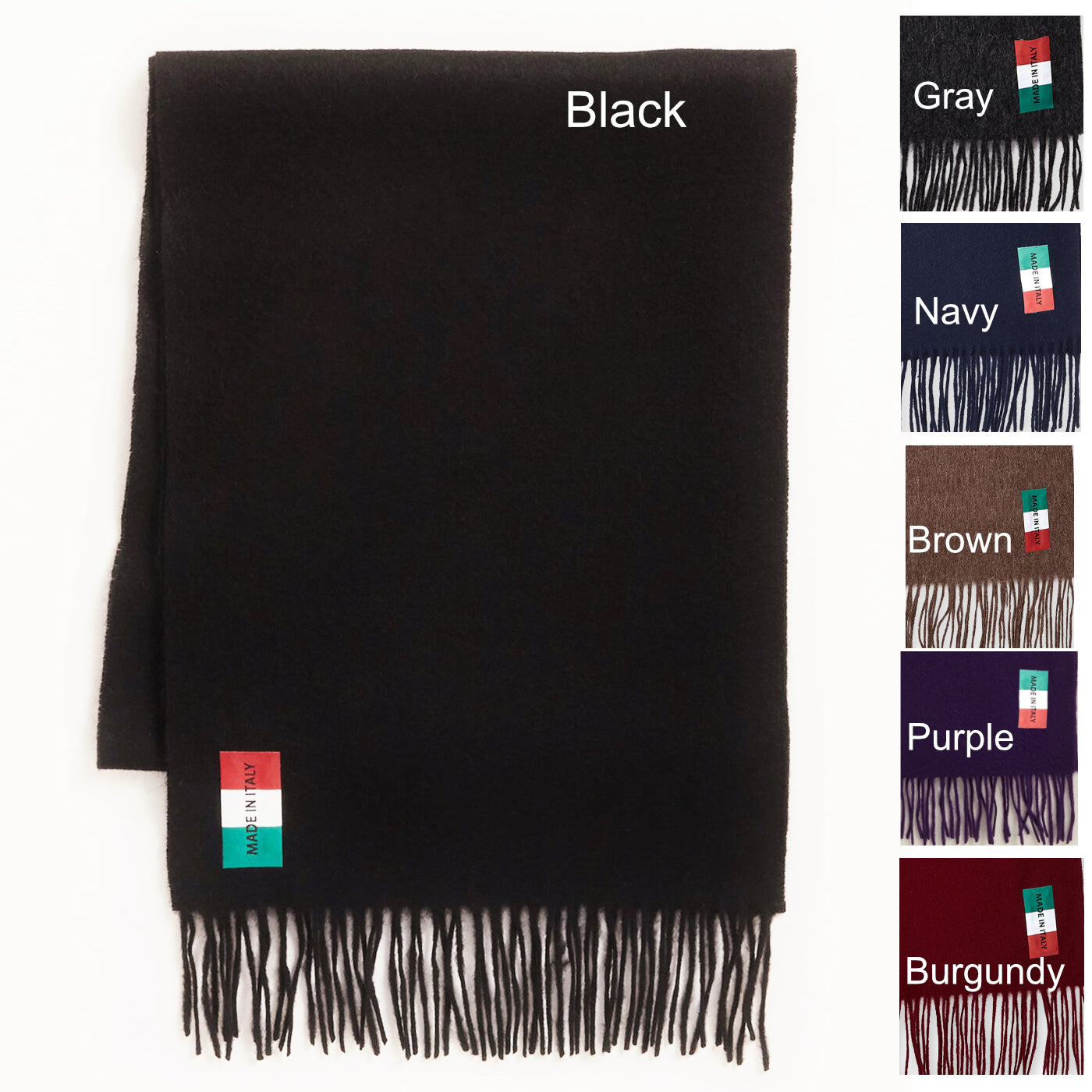 Made in Italy Unisex Cozy 100% Wool Classic Fringe Scarf