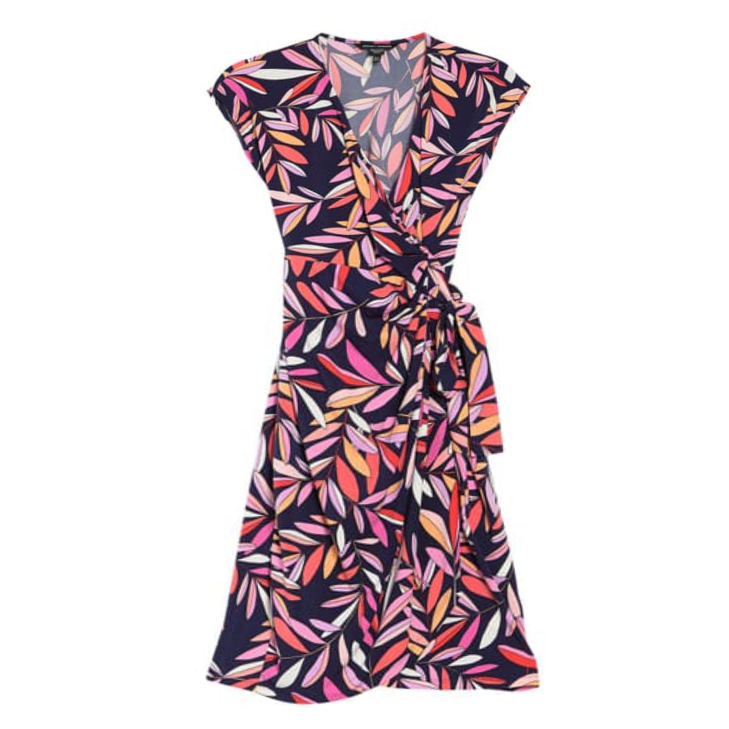 Maggy London Women's Plus Floral Print Waist Tie Wrap Midi Dress